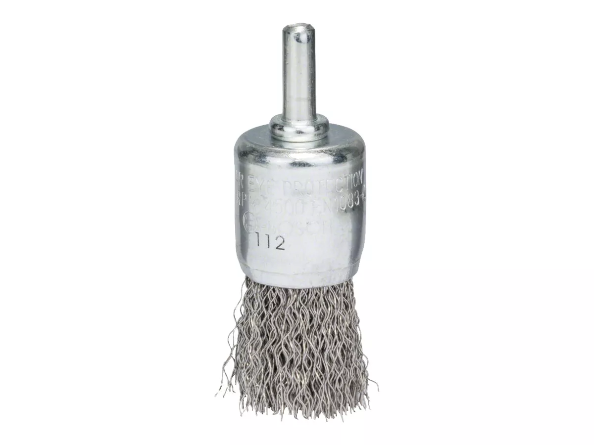 Brosse pinceau à fils ondulés inox pour perceuse